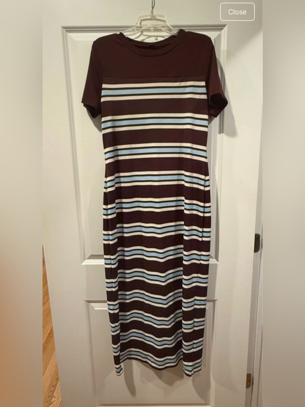 Striped Brown and White Maxi Dress